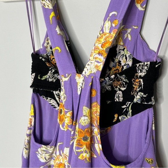 Free People Baby It's You Floral Mini Dress in Purple Combo size XSmall Cut-out - Picture 13 of 13